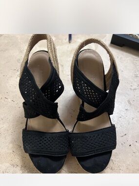 Black Woven Slingback Sandals - Women's Elegant Summer Heels